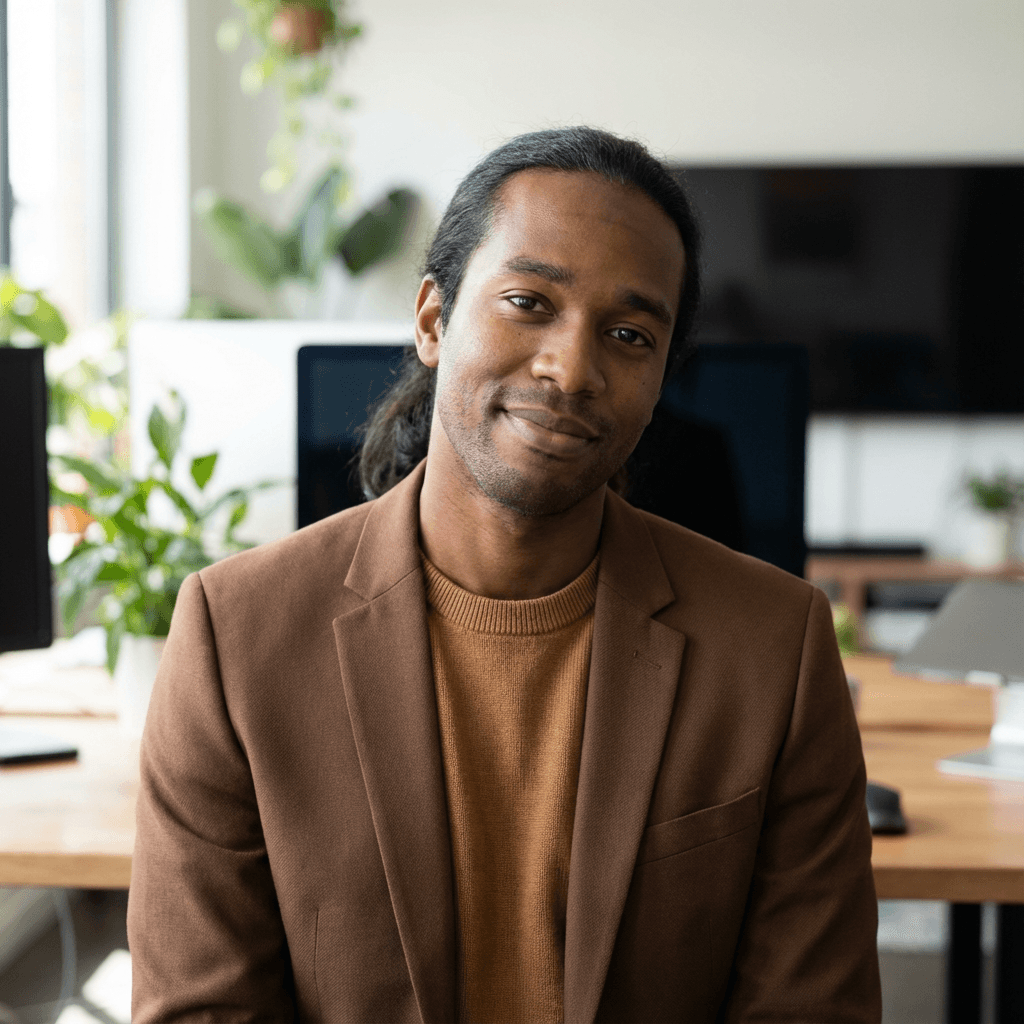 Professional man in business attire at an office