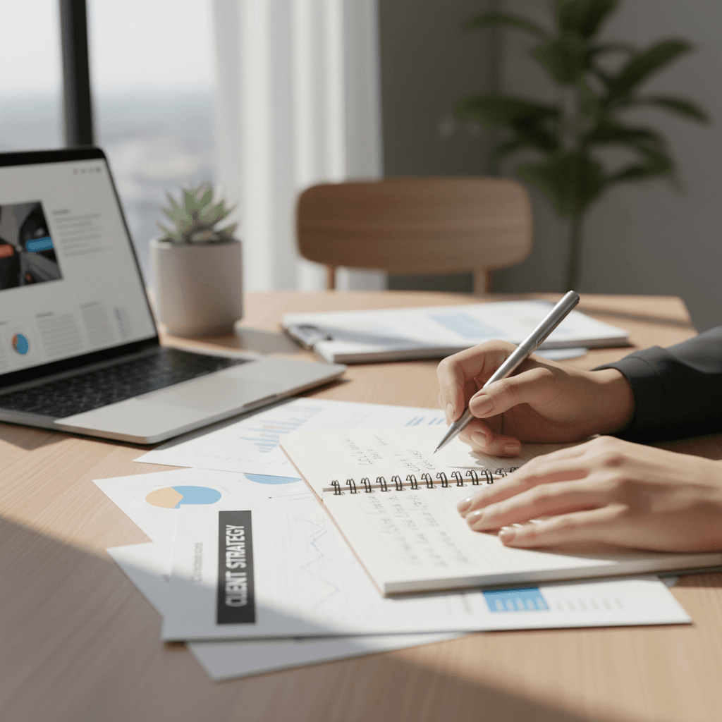 Consultant works through a strategy with a client
